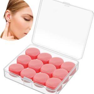 12 Pack Soft Ear Plugs for Sleeping, Reusable Moldable Silicone Earplugs Noise Cancelling Reduction for Concerts, Swimming, Shooting, Snoring, Airplane, Musicians, Motorcycle (Pink)