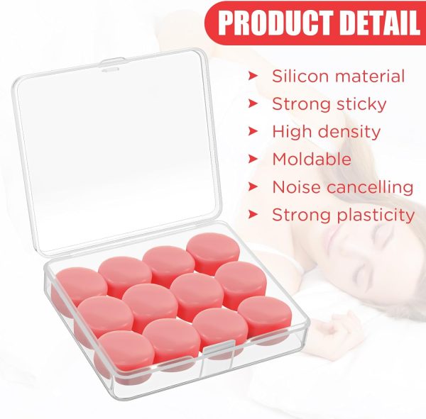 12 Pack Soft Ear Plugs for Sleeping, Reusable Moldable Silicone Earplugs Noise Cancelling Reduction for Concerts, Swimming, Shooting, Snoring, Airplane, Musicians, Motorcycle (Pink) - Image 2