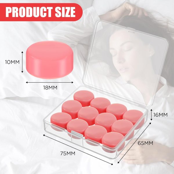 12 Pack Soft Ear Plugs for Sleeping, Reusable Moldable Silicone Earplugs Noise Cancelling Reduction for Concerts, Swimming, Shooting, Snoring, Airplane, Musicians, Motorcycle (Pink) - Image 3