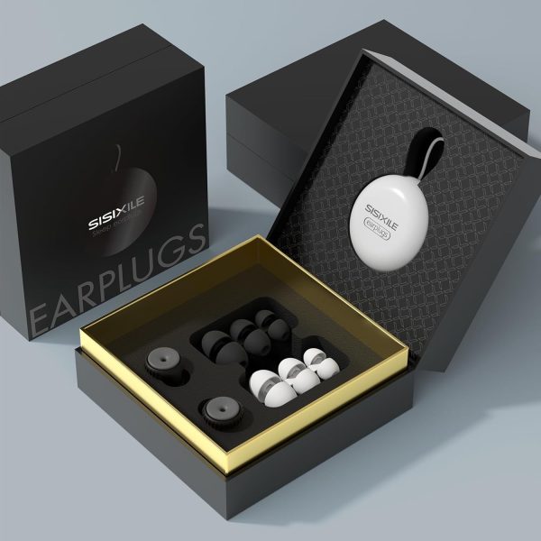 2 Pairs of Ear Plugs for Sleeping, Made of Ultra-Comfortable Silicone with Passive Noise Reduction Technology for Noise Reduction 45 dB, 8 Ear Tips in XS/S/M/L, Black+White - Image 7