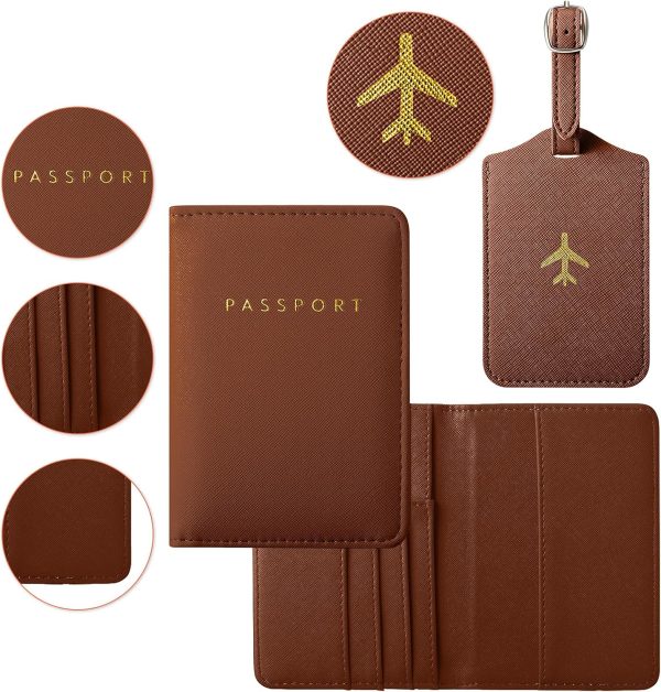 2 Pieces Passport Covers and 2 Pieces Luggage Tags, Passport Holder Travel Suitcase Tag - Image 3