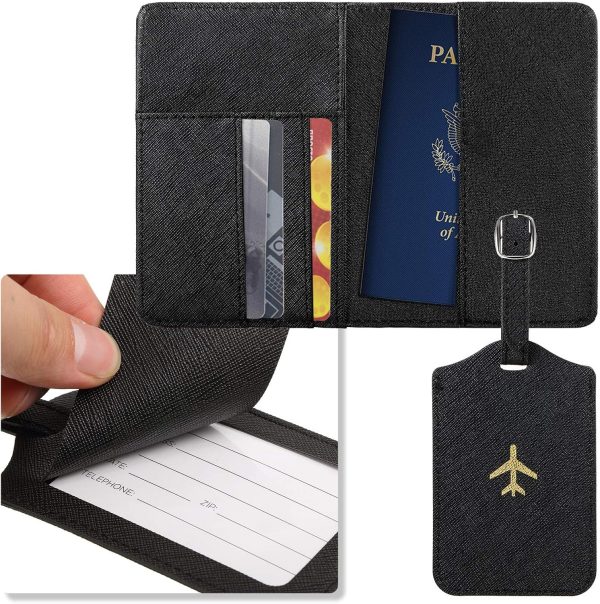 2 Pieces Passport Covers and 2 Pieces Luggage Tags, Passport Holder Travel Suitcase Tag - Image 5
