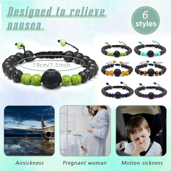 Anti Motion Sickness Bands, Nausea Wristband, Morning Sickness Nausea Relief, Adjustable Acupressure Bracelet for Sea Car Travel Sickness, Push Bead Into Wrist, Helps Vertigo, Relieves Dizziness(6PCS) - Image 2