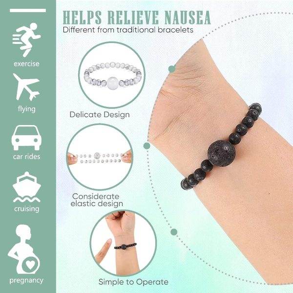 Anti Motion Sickness Bands, Nausea Wristband, Morning Sickness Nausea Relief, Adjustable Acupressure Bracelet for Sea Car Travel Sickness, Push Bead Into Wrist, Helps Vertigo, Relieves Dizziness(6PCS) - Image 3