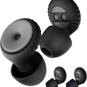BNU Ear Plugs for Concerts, 2 Pairs 25-35dB Noise Cancelling Earplugs for Work, Motorcycle Reusable High Fidelity Noise Reduction Ear Plugs with 6 Pair Silicon and Memory Foam Tips in S/M/L, Black