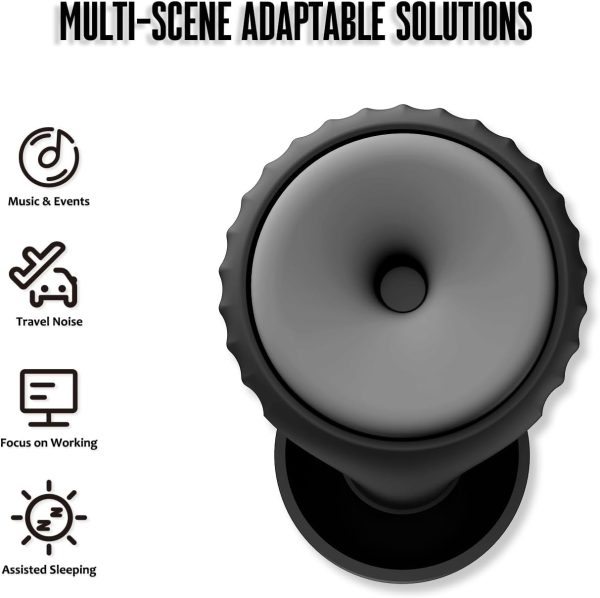 BNU Ear Plugs for Concerts, 2 Pairs 25-35dB Noise Cancelling Earplugs for Work, Motorcycle Reusable High Fidelity Noise Reduction Ear Plugs with 6 Pair Silicon and Memory Foam Tips in S/M/L, Black - Image 2
