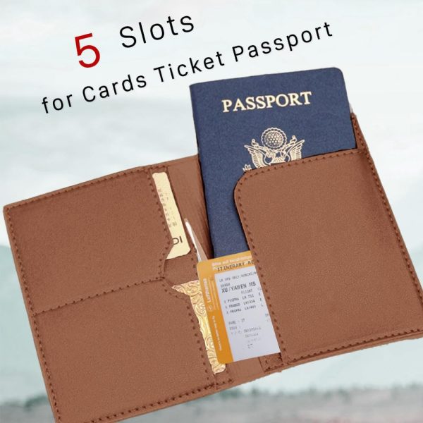 Brown Passport Cover Holder and Initial Luggage Tag Set TSA Approved with Personalized Monogram Chenille Letter Patch for Women Teen Girls, Cute Travel Bag Suitcase Identifier (A) - Image 2