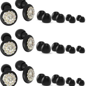 Concert Ear Plugs, Reusable Small Hearing Protection EarPlugs for Sleeping, Block Out Snoring, Swimming, and Noise Sensitive People, Noise Reduction 35dB – 3 Pairs Pack(Black)