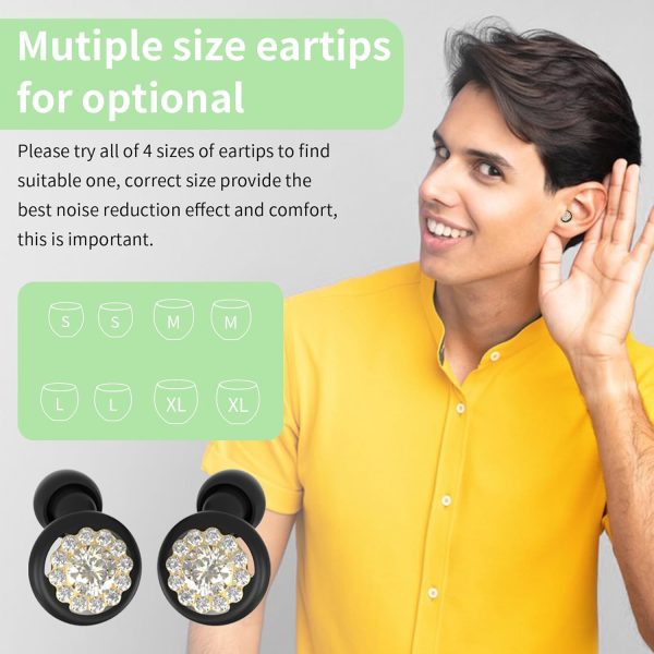 Concert Ear Plugs, Reusable Small Hearing Protection EarPlugs for Sleeping, Block Out Snoring, Swimming, and Noise Sensitive People, Noise Reduction 35dB – 3 Pairs Pack(Black) - Image 2
