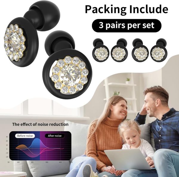 Concert Ear Plugs, Reusable Small Hearing Protection EarPlugs for Sleeping, Block Out Snoring, Swimming, and Noise Sensitive People, Noise Reduction 35dB – 3 Pairs Pack(Black) - Image 5