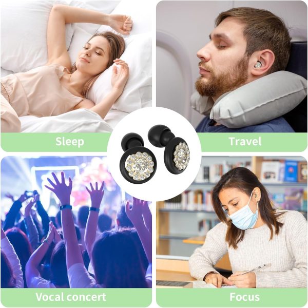 Concert Ear Plugs, Reusable Small Hearing Protection EarPlugs for Sleeping, Block Out Snoring, Swimming, and Noise Sensitive People, Noise Reduction 35dB – 3 Pairs Pack(Black) - Image 6