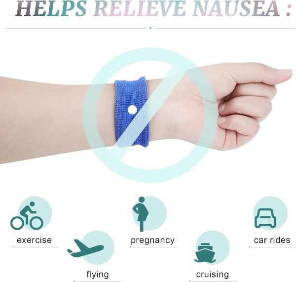 Jadive 4 Pieces Anti Nausea Wristband Seasickness Motion Sickness Bracelets Wristband Adjustable Motion Nausea Bands for Motion Sickness, Morning Sickness, Car Sickness, Travel Sickness - Image 3