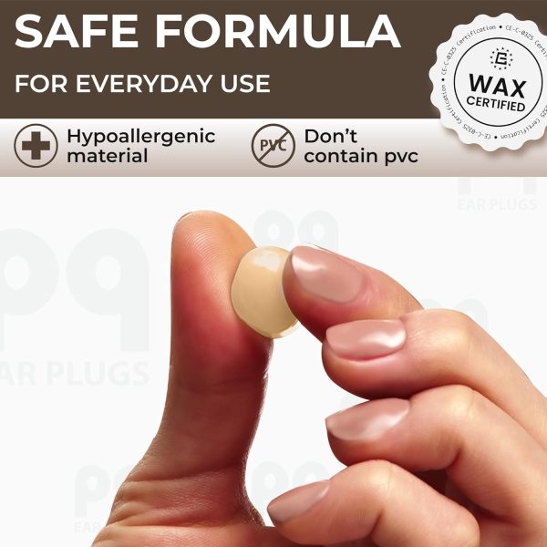 PQ Silicone Ear Plugs for Sleeping - 15 Wax Earplugs for Sleep and Swimming Ear Plugs, Soft Ear Covers for Sleeping and Water Ear Plugs, Wax Ear Plugs Noise Cancelling 32Db, (15 Pillows), Skin Tone - Image 8