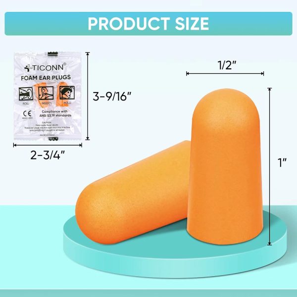 TICONN 20 Pairs Ear Plugs, 32dB Noise Reduction Earplugs for Sleeping Hearing Protection Travel Study Concentration Construction Site (20 Pairs) - Image 2